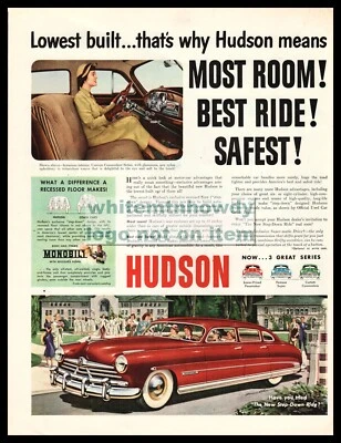 1950 HUDSON Custom Commodore Dark Red Sedan Classic Car Original PRINT AD - Image 1 of 3