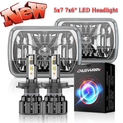 For Ford Bronco 1978-1986 Pair 5x7" 7x6" LED Headlights Hi/Lo Beam White - Image 1 of 4
