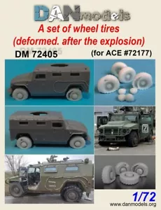 Pneumatici ruota deformati dopo esplosione per modelli ACE72177 DAN 72405 scala 1:72 - Foto 1 di 6