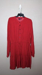 Nuevo con etiquetas Mini Vestido Gap Para Mujer XLarge Alto Rojo Estampado de Tablero Manga Larga en Niveles - Imagen 1 de 6