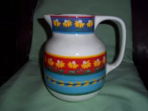 Vintage Vista Alegre Portugal Yellow Flowers Pattern Multicolor Pitcher 1996 EUC - Picture 1 of 4