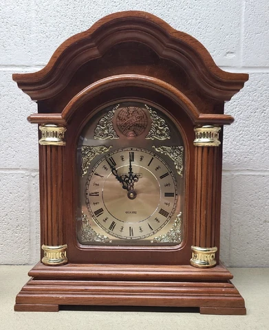 Vintage Tempus Fugit Quartz Dual Chime Mantel Clock Works Great! 13x6x16.5" Tall Cover