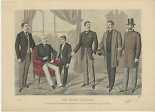 Antique Print of Men's Fashion in March 1889 by Klemm & Weiss (c.1900)