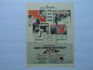 1947 NUR DER HIMMEL KENNT Filmveröffentlichung Robert Cummings Vintage Kunstdruck Anzeige - Bild 1 von 1