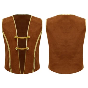 Kids Boys Vest Stylish Renaissance Around Neck Pirate Costume Performance Retro - Picture 1 of 46