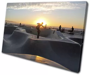 Quadro Stampa Skate Park Tramonto Hobby SINGOLA TELA ARTE DA PARETE - Foto 1 di 1
