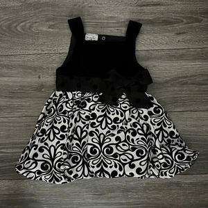 Pastel de barro bebé niña negro terciopelo vestido de fiesta talla 2T 3T dobladillo burbuja - Imagen 1 de 8
