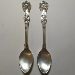 Tiffany & Co English King Pattern 1885 Sterling Silver Set of 2 Demitasse Spoons - Picture 1 of 4