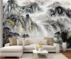 3D Berg Wasserfall M2216 Tapete Wandbild Selbstklebend Abnehmbare Aufkleber Eve - Bild 1 von 11