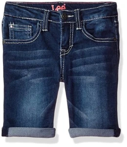 NWT Lee Jeans Baby Girls Super Stretch Cuffed Bermuda Shorts DK Blue Toddler 2T - Picture 1 of 6
