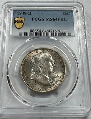 1949-D  Franklin US Half Dollar,   MS64 by PCGS,   FBL,   SUPERB looking coin!!! - Image 1 of 4