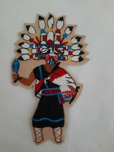 New Unused Vintage Sew On Embroidered Patch Kachina Dancer Native American - Picture 1 of 7