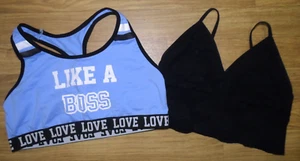 LOT 2 STRETCH Fun SPORT BRAS SIZE Woman's XL So & J C PENNY Brand Black Floral - Picture 1 of 18