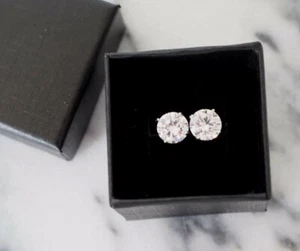 Sterling Silber 925 Rundschliff Hochwertige Zirkonia Ohrstecker 6 mm Neu - Bild 1 von 4