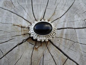 Empowering Crystals Big Ring Silver Plated Size 7.75 Black Onyx Boho Indie - Picture 1 of 2