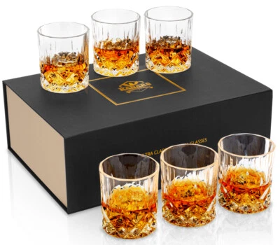 KANARS Whiskey Glass Set of 6 Scotch Glasses Tumbler 10 Oz Rock Barware Dad Gift