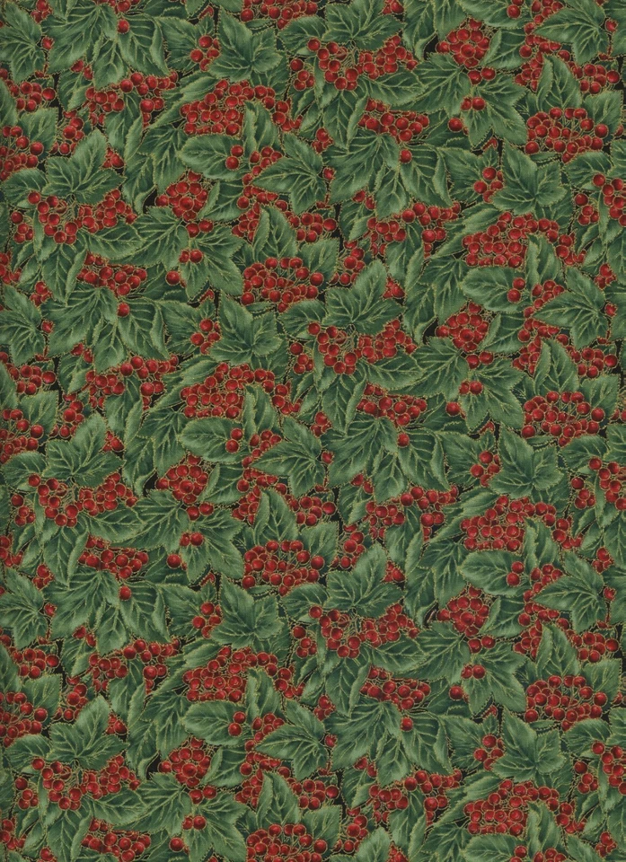 Christmas Holly Berries 1 Fat Quarter cotton fabric quilt quilting holiday decor - Image 1 of 1
