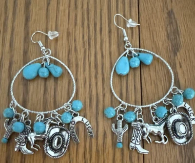 J CREW Turquesa Vaquero Caballo Ligero Aros Pendientes NUEVO OFERTA4 CARIDAD❤️335x3 Foto 1 de 4