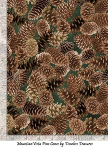 Packed Pine cones on Green Cotton Quilt fabric Timeless Treasures BTY 7466 - Picture 1 of 5