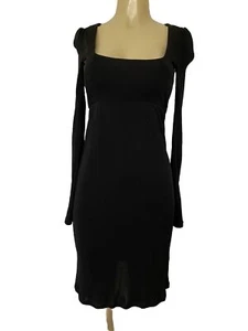 Philosophy Di Alberta Ferretti Dress Black Long Sleeve Scoop Neck Sheath Zip 4 S - Picture 1 of 9