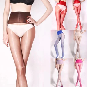 High-waisted Oily Shiny Glossy Sheer Pantyhose For Women Stockings Tights - Picture 1 of 24