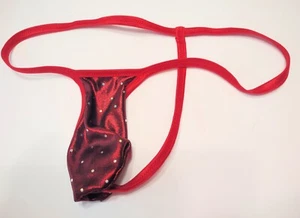 Men's MICRO G String Thong Bikini Beach Tanning Underwear Metallic Regal Red - Picture 1 of 4
