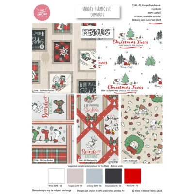 CRAFT COTTON COMPANY Craft Cotton Co. 100% Cotton Snoopy Farmhouse Comforts Fabric 112cm Wide