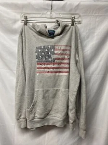 Polo Ralph Lauren Hoodie Sweatshirt Gray Vintage Flag Size Large 14-16 - Picture 1 of 5