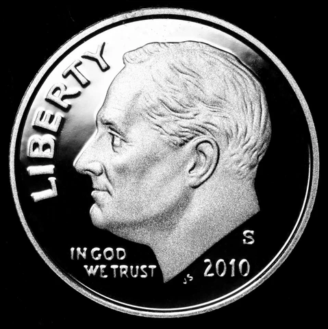 2010 S Roosevelt Dime ~ Mint Silver Proof ~ Deep Cameo frpm Proof Set Cover