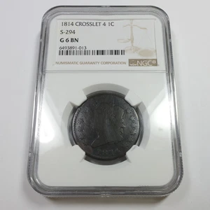 1814 P NGC G6 BN S-924 - Crosslet 4 Classic Head Large Cent 1c US Coin #56056B - Picture 1 of 6