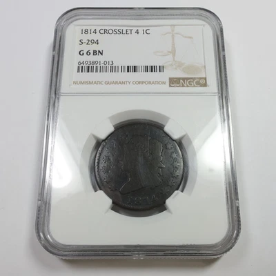 1814 P NGC G6 BN S-924 - Crosslet 4 Classic Head Large Cent 1c US Coin #56056B - Image 1 of 4