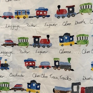 Pottery Barn Kids Train Car Railroad Full Size Fitted Sheet & 2 Pillowcases - Picture 1 of 6