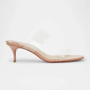 Christian Louboutin Just Nothing 55 PVC Mules In Neutral/Blush 39 - Picture 1 of 8