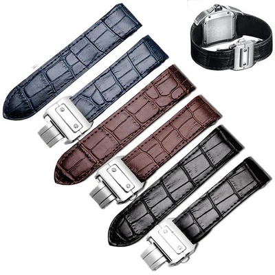 Cinturino orologio pelle 20mm 23mm per bracciale Cartier Santos 100 + attrezzi - Immagine 1 di 4