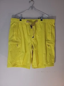 Men's XL Long The North Face Shorts Yellow Zipper Pockets Performance Fabric - Picture 1 of 9