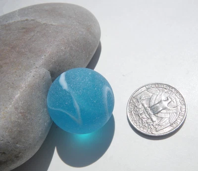 Sea Glass, Turquoise Shooter Marble with White Swirls - Image 1 of 4