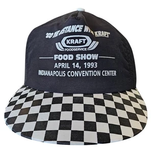 VTG Kraft Food Show Checkered Nylon Snapback Hat Black Indianapolis 1993 Racing - Picture 1 of 8