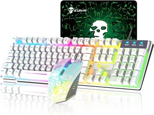KUIYN T6 Wired Membrane Keyboard and Mouse Combo with Ergonomic 104-Key Rainbow - Picture 1 of 9