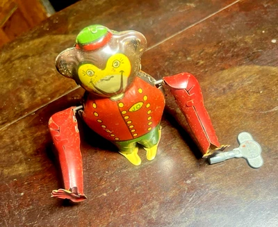 JO L'ACROBATE   SINGE  JOUSTRA STRASBOURG   ANCIEN JOUET MÉCANIQUE  CHIMPANZÉ - Photo 1/4