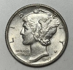 1941-S 10C Mercury Dime Higher Grade 90% Silver - Bild 1 von 4
