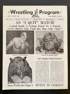 Vintage Autentico Houston Texas Wrestling Program n. 1195 22 novembre 1980 n. 4430 - Foto 1 di 3