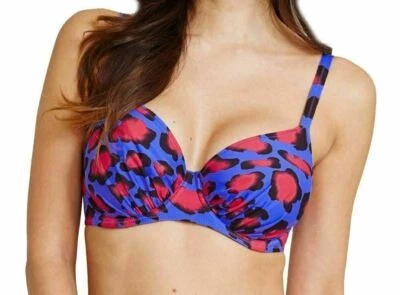 Sujetador de bikini Fantasie Portofino talla 36E copa completa azul rosa animal 6001 nuevo Foto 1 de 4