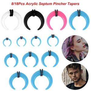 8/18Pcs Acrylic Septum Pincher Tapers Buffalo Nose Piercing Ear Stretching Kit - Picture 1 of 28