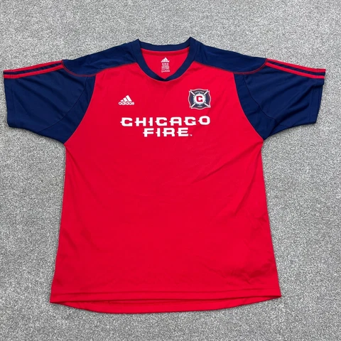 Chicago Fire Jersey Youth XL Red Blue Team Shirt Adidas Boys MLS Soccer Top Cover