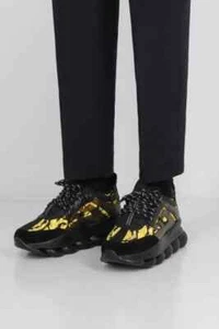 $1195 Designer VERSACE Men Low Top Leather Logo Trainers Fashion Sneakers 43 - Picture 1 of 13