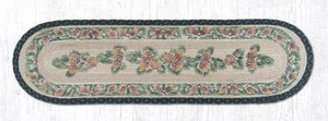 Corredor de mesa ovalado estampado a mano de yute trenzado. Alfombras de tierra. PINECONE. 13' X 48" - Imagen 1 de 1