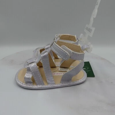 Sandalias Laura Ashley Bebé Niñas 4 Plateadas Metálicas Brillantes Tirantes Infantiles Foto 1 de 4