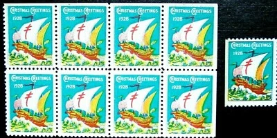 Barco de vela en el mar 1928 bloque de 8, error omitido negro en barco rojo ladrillo, MNH Foto 1 de 4