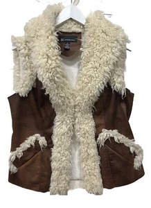 PENNY LANE Women’s Large SHEARLING Vest Vintage 70s Boho Hippie Western Suede 90 - Picture 1 of 8