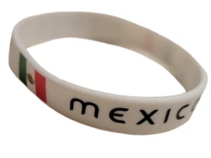 2pcs. Silicone Mexico Country FLAG Mexican BRACELET WRISTBAND MINI BANNER - Picture 1 of 4